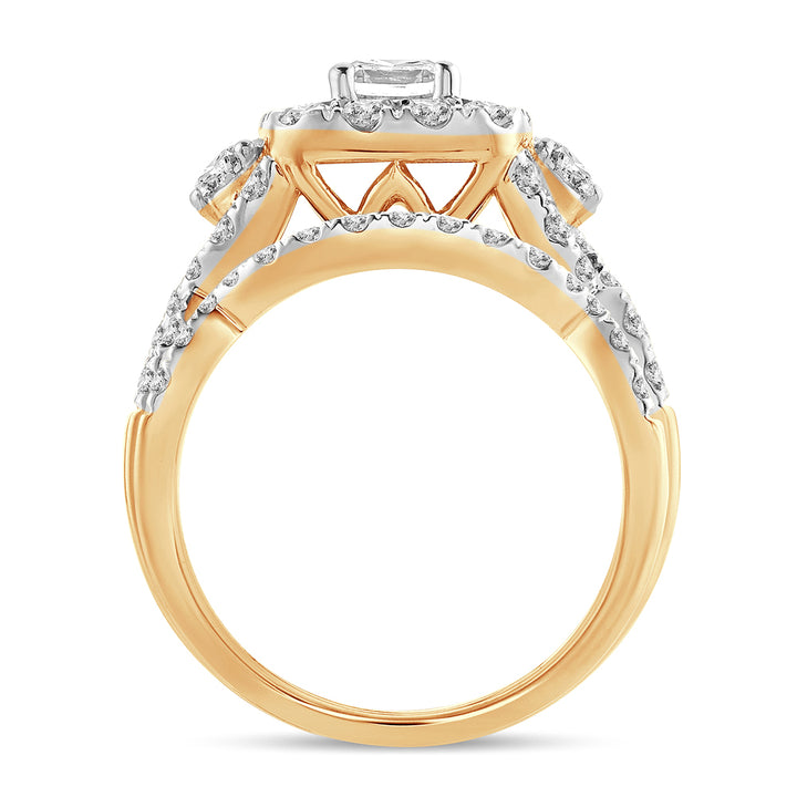 14k Yellow Gold 2CT Lab Diamond Bridal Ring for Her