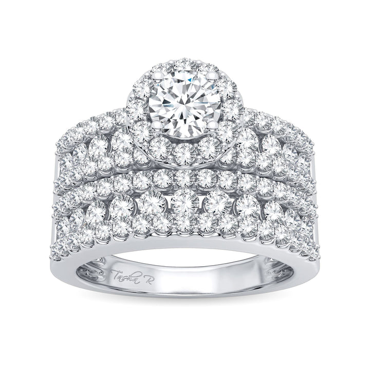 Brilliant 14K White Gold 2CT Lab Diamond Bridal Ring