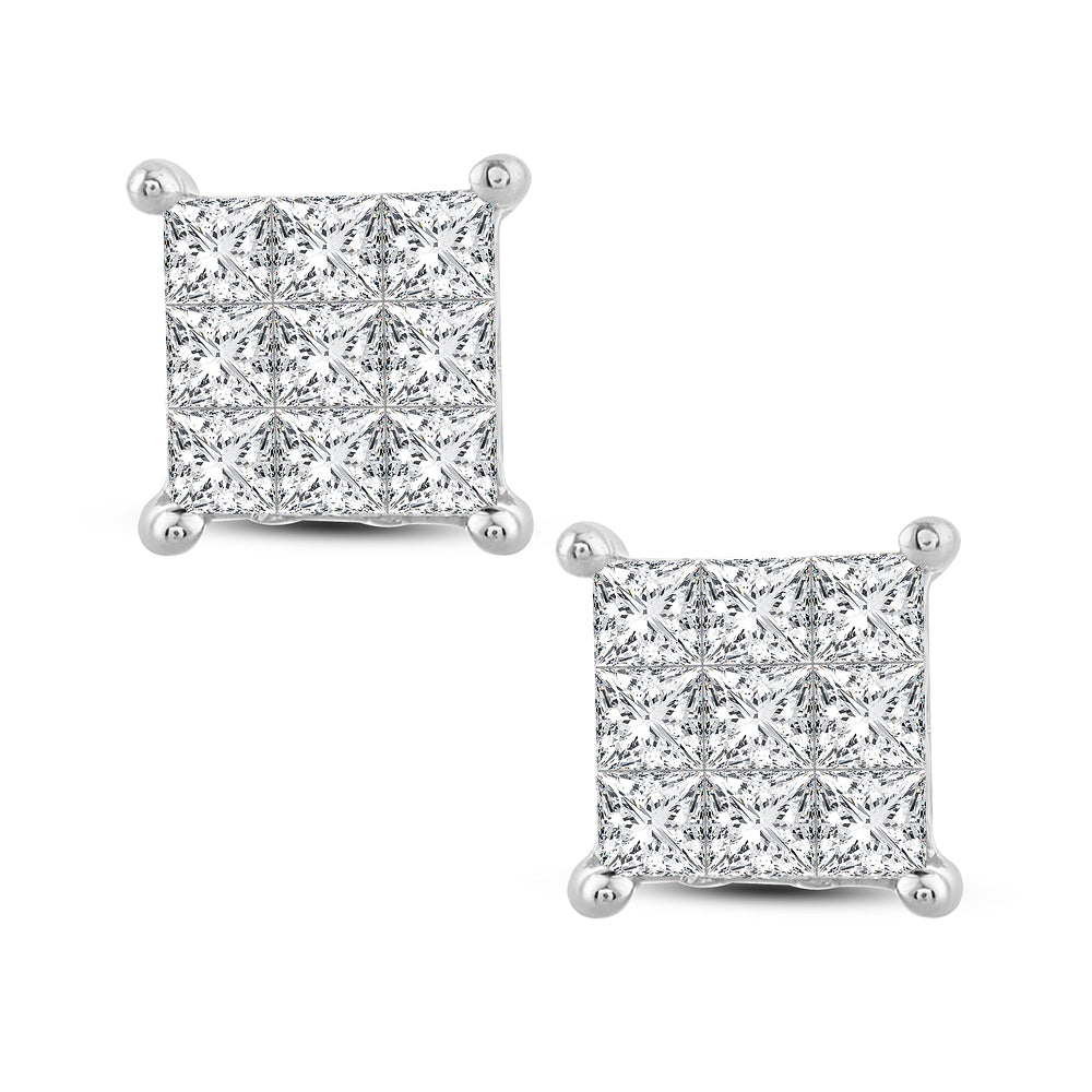 14k White Gold Lab Diamond Stud Earrings - Timeless Sparkle