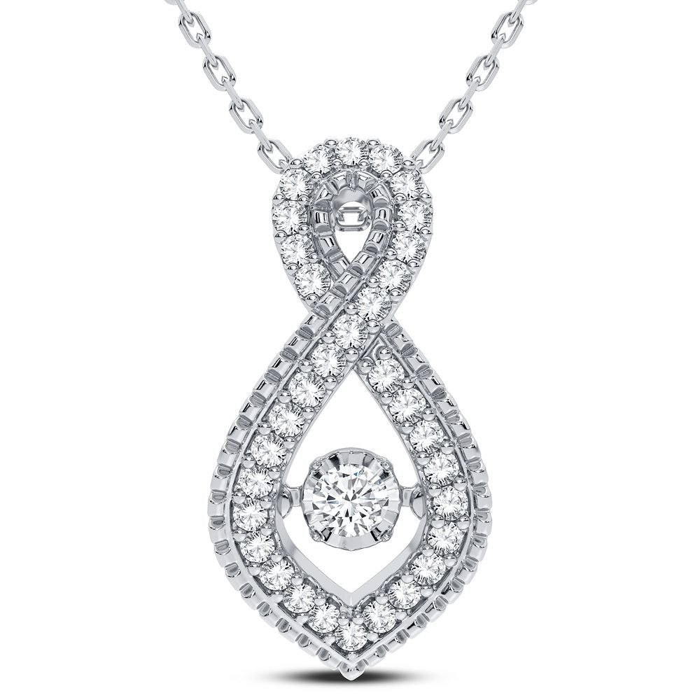 Chic 14k White Gold Lab Diamond Pendant - Timeless Elegance
