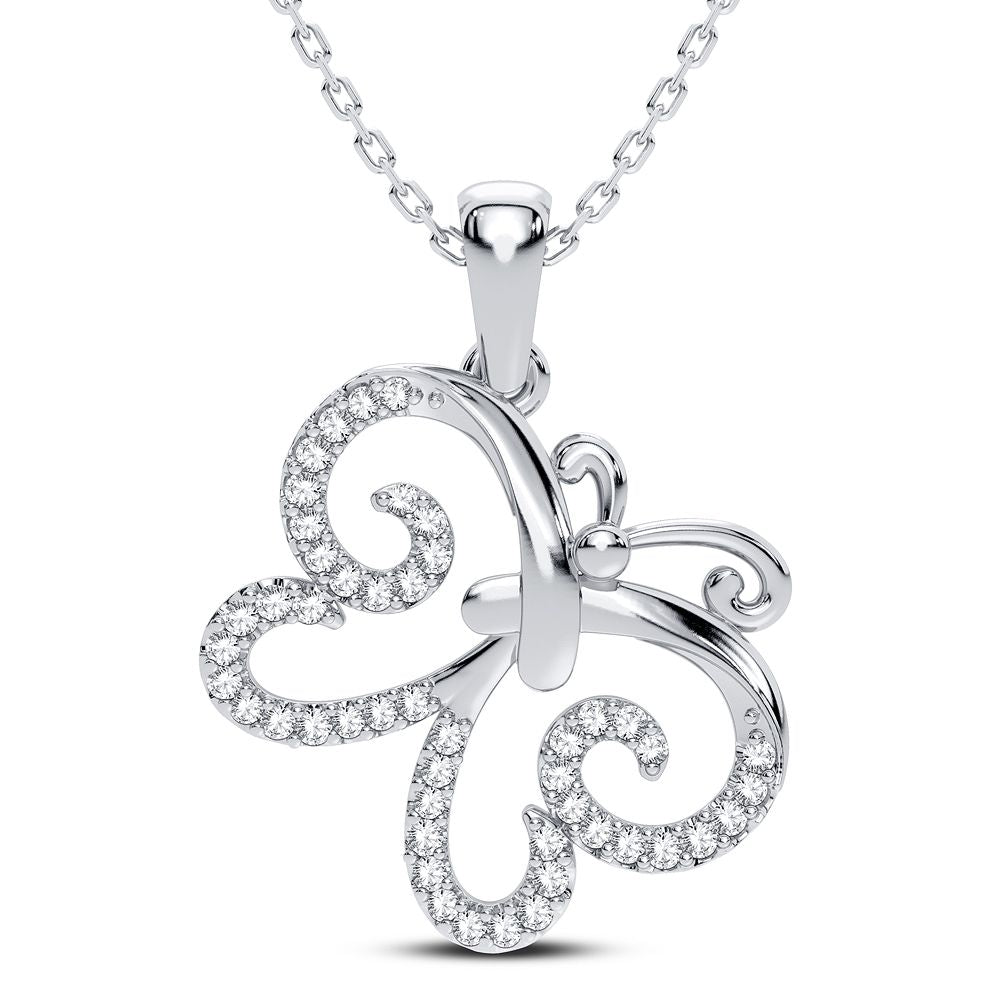 10k White Gold Lab Diamond Womens Pendant Charm