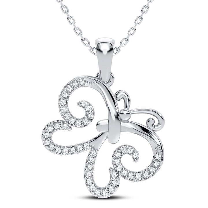 10k White Gold Lab Diamond Womens Pendant Charm