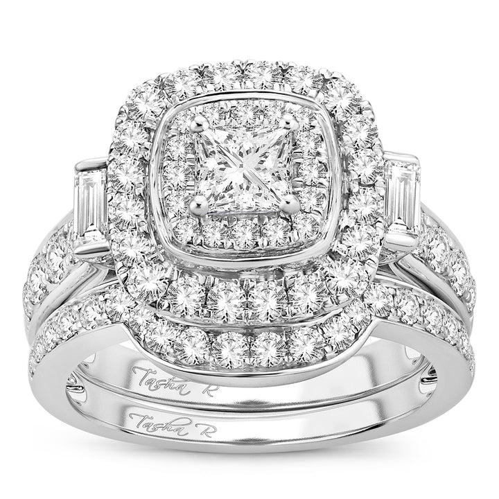 Brilliant 14k White Gold 2CT Lab Diamond Bridal Ring