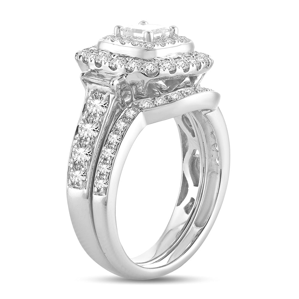 Brilliant 14k White Gold 2CT Lab Diamond Bridal Ring