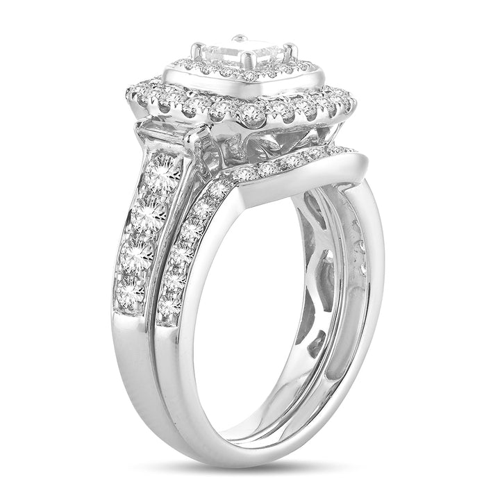 Brilliant 14k White Gold 2CT Lab Diamond Bridal Ring