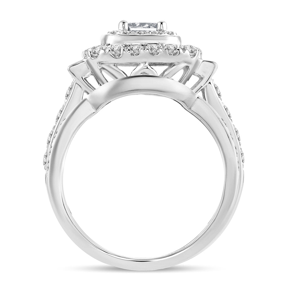 Brilliant 14k White Gold 2CT Lab Diamond Bridal Ring
