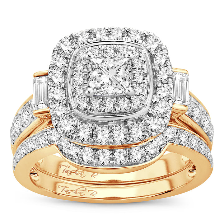 Brilliant 14K Yellow Gold 2CT Lab Diamond Bridal Ring