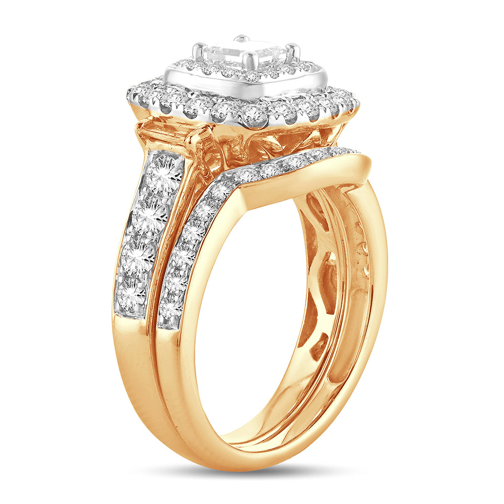 Brilliant 14K Yellow Gold 2CT Lab Diamond Bridal Ring