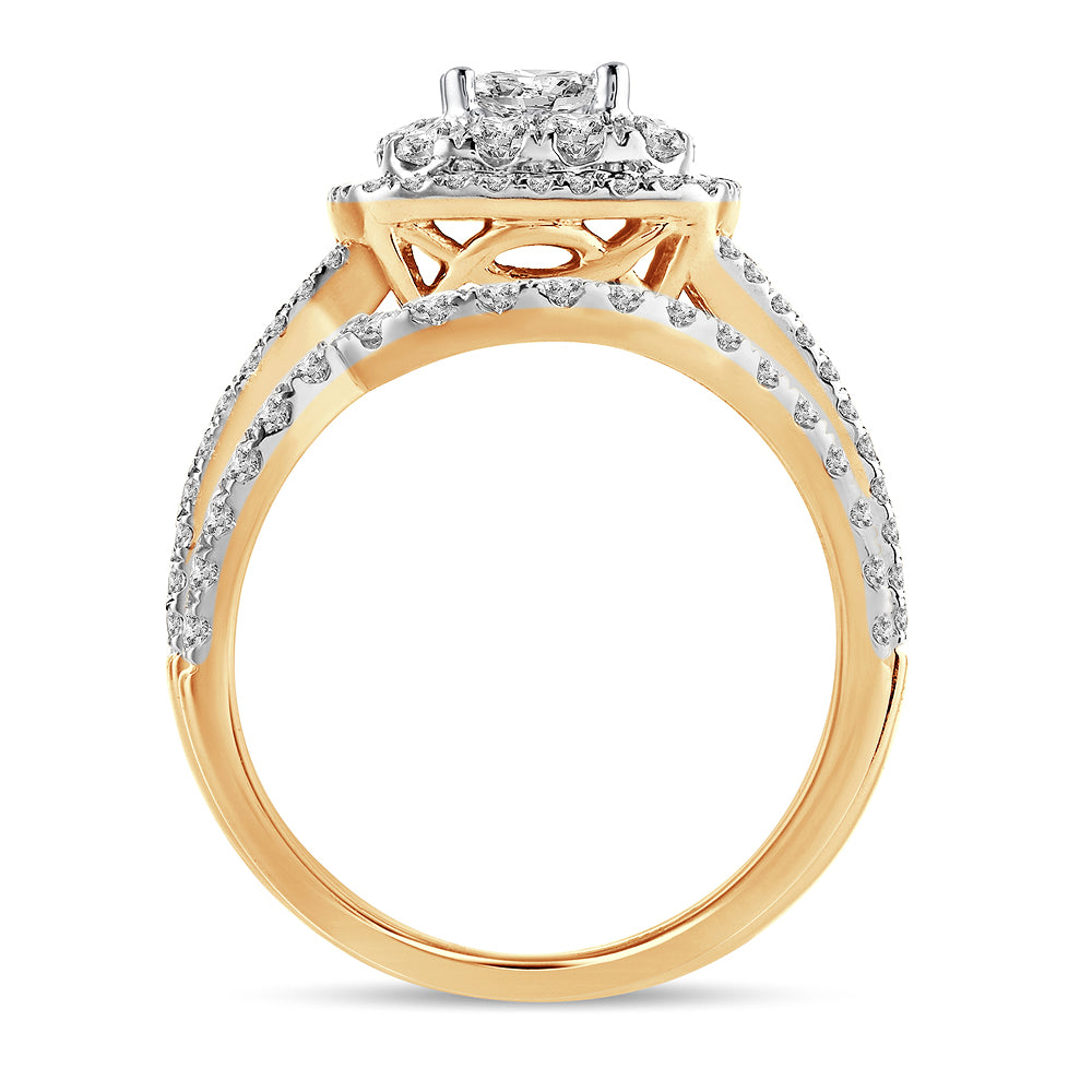 14K Yellow Gold 2CT Lab Diamond Bridal Ring Sparkle