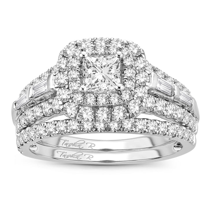 14k White Gold 2CT Lab Diamond Bridal Ring Sparkle