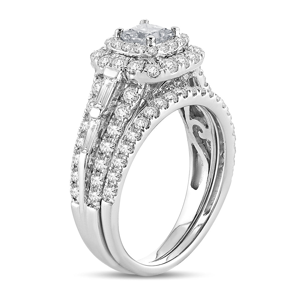 14k White Gold 2CT Lab Diamond Bridal Ring Sparkle
