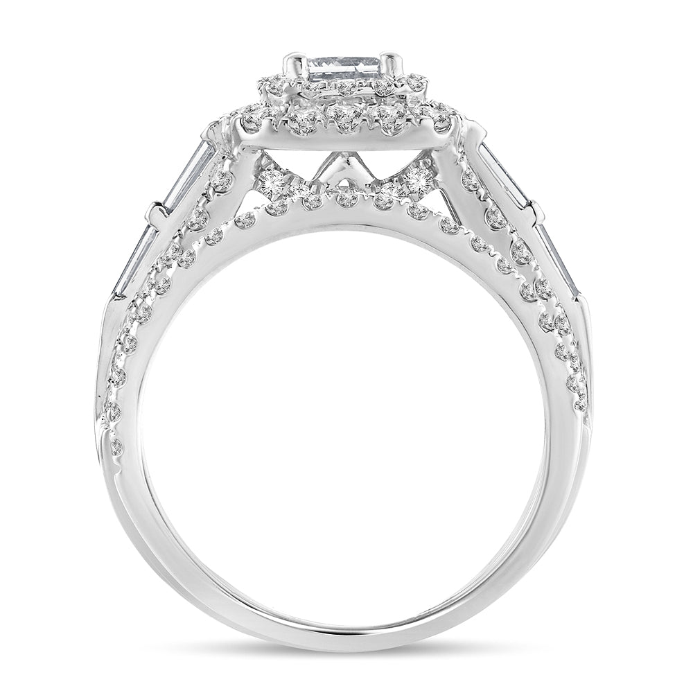 14k White Gold 2CT Lab Diamond Bridal Ring Sparkle
