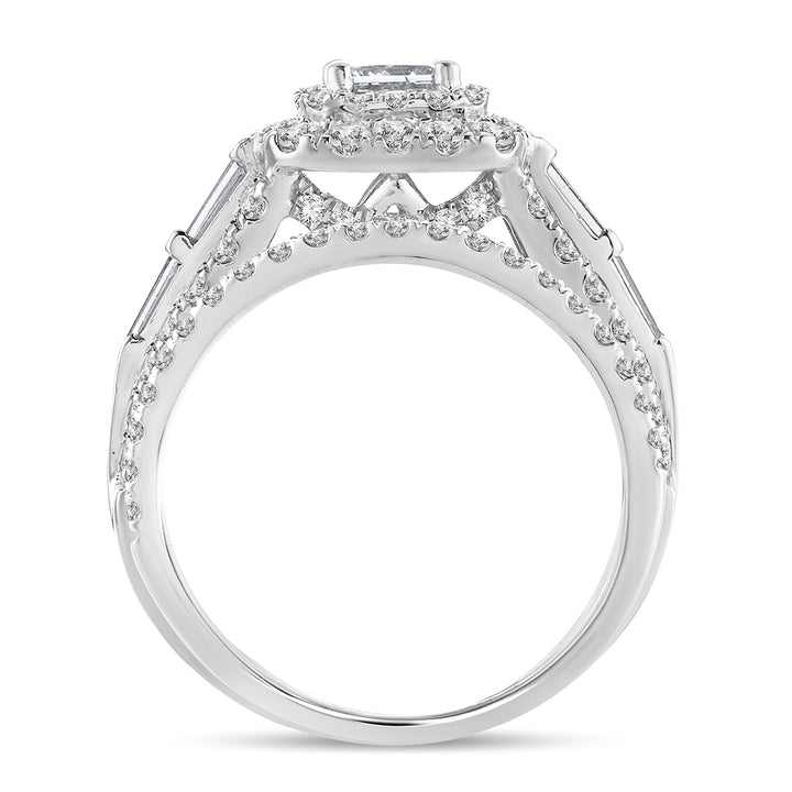 14k White Gold 2CT Lab Diamond Bridal Ring Sparkle