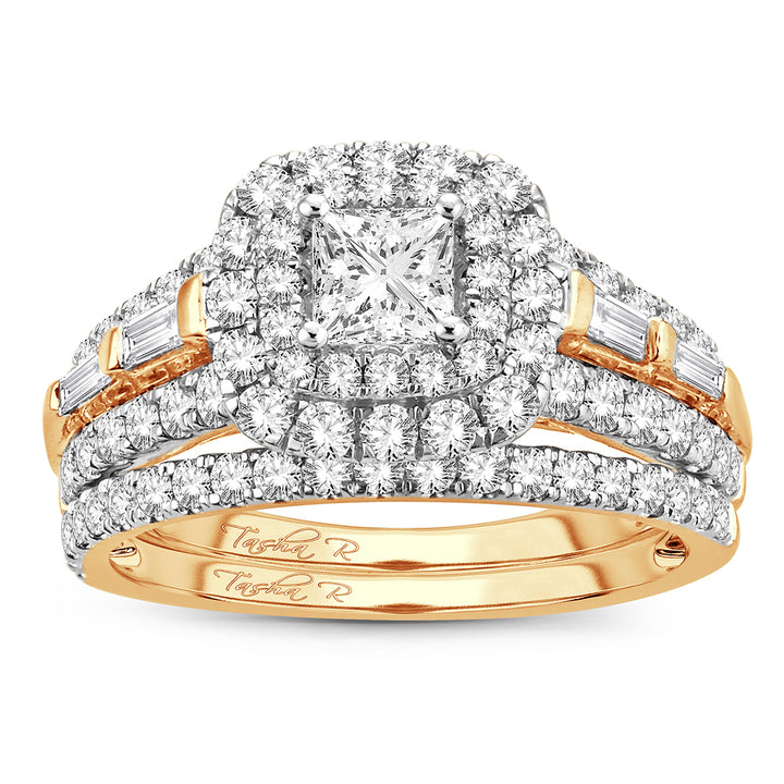 14K Yellow Gold 2CT Lab Diamond Bridal Ring Sparkle