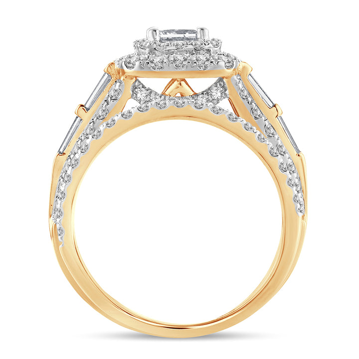 14K Yellow Gold 2CT Lab Diamond Bridal Ring Sparkle