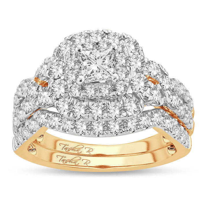 14K Yellow Gold 2CT Lab Diamond Bridal Ring Elegance