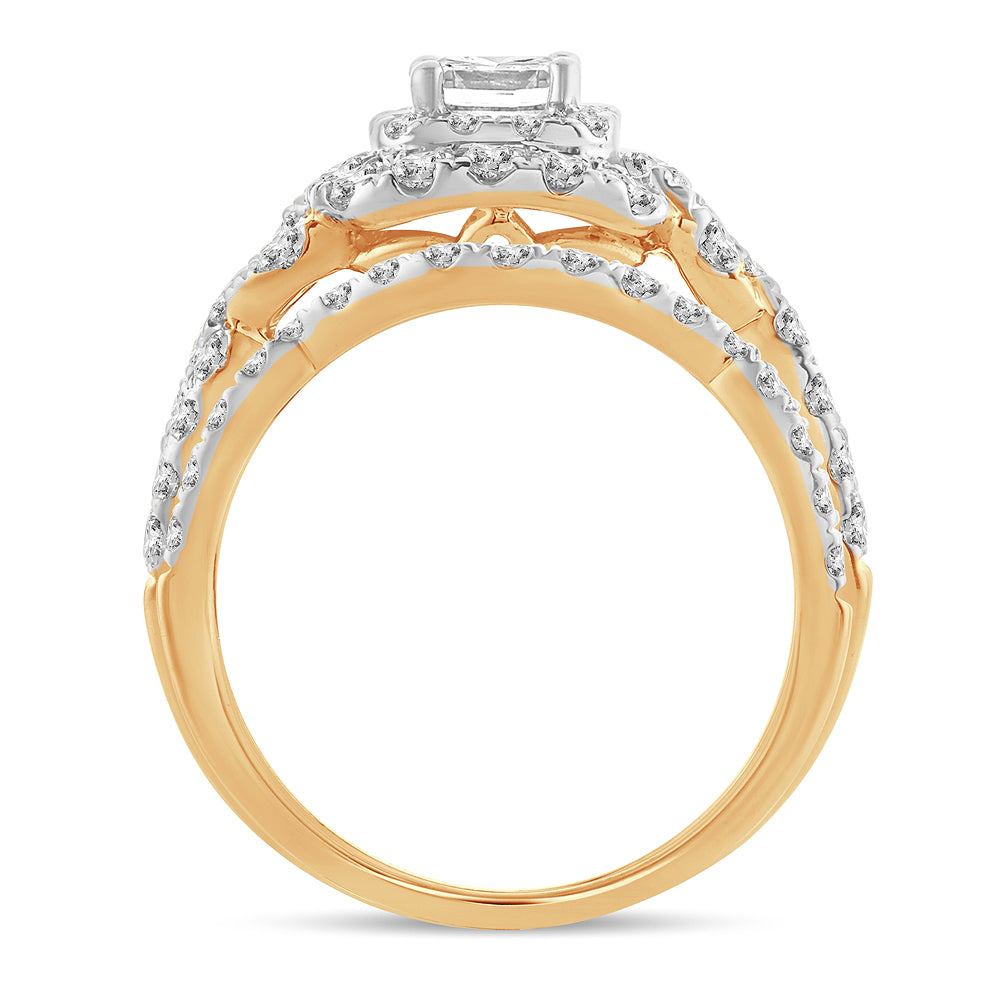 14K Yellow Gold 2CT Lab Diamond Bridal Ring Elegance