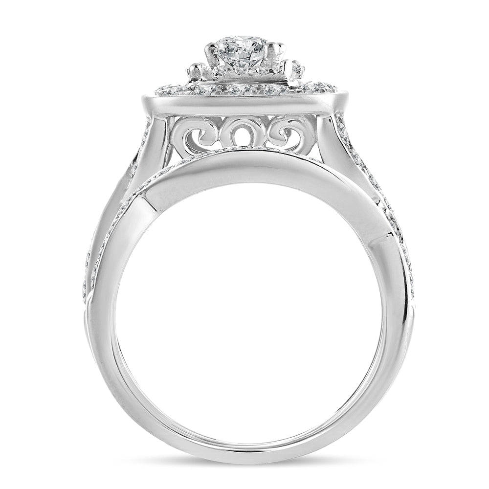 Brilliant 14k White Gold 2CT Lab Diamond Bridal Ring