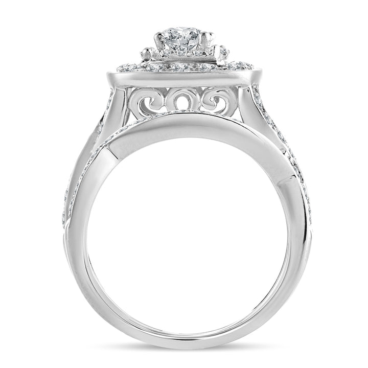 Brilliant 14k White Gold 2CT Lab Diamond Bridal Ring