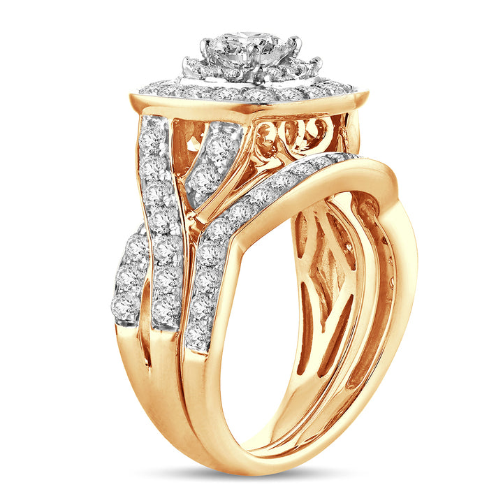 Brilliant 14K Yellow Gold 2CT Lab Diamond Bridal Ring