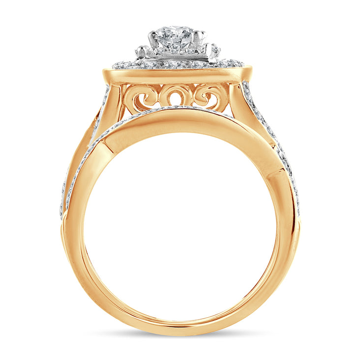 Brilliant 14K Yellow Gold 2CT Lab Diamond Bridal Ring