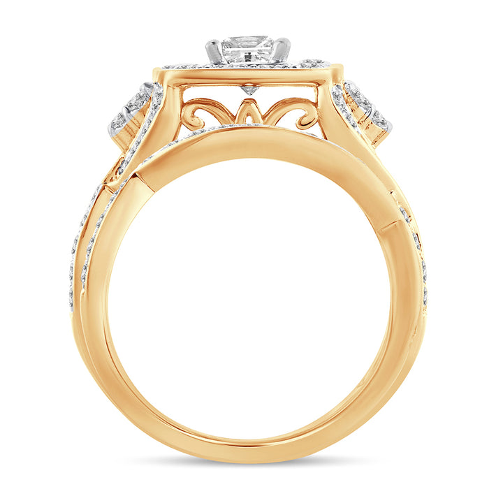 14K Yellow Gold 2CT Lab Diamond Bridal Ring Elegance