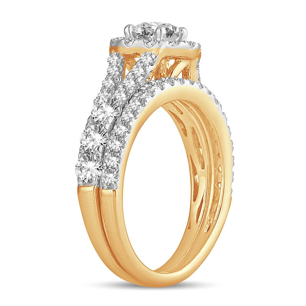 14k Yellow Gold 2CT Lab Diamond Bridal Engagement Ring