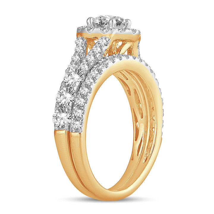14k Yellow Gold 2CT Lab Diamond Bridal Engagement Ring