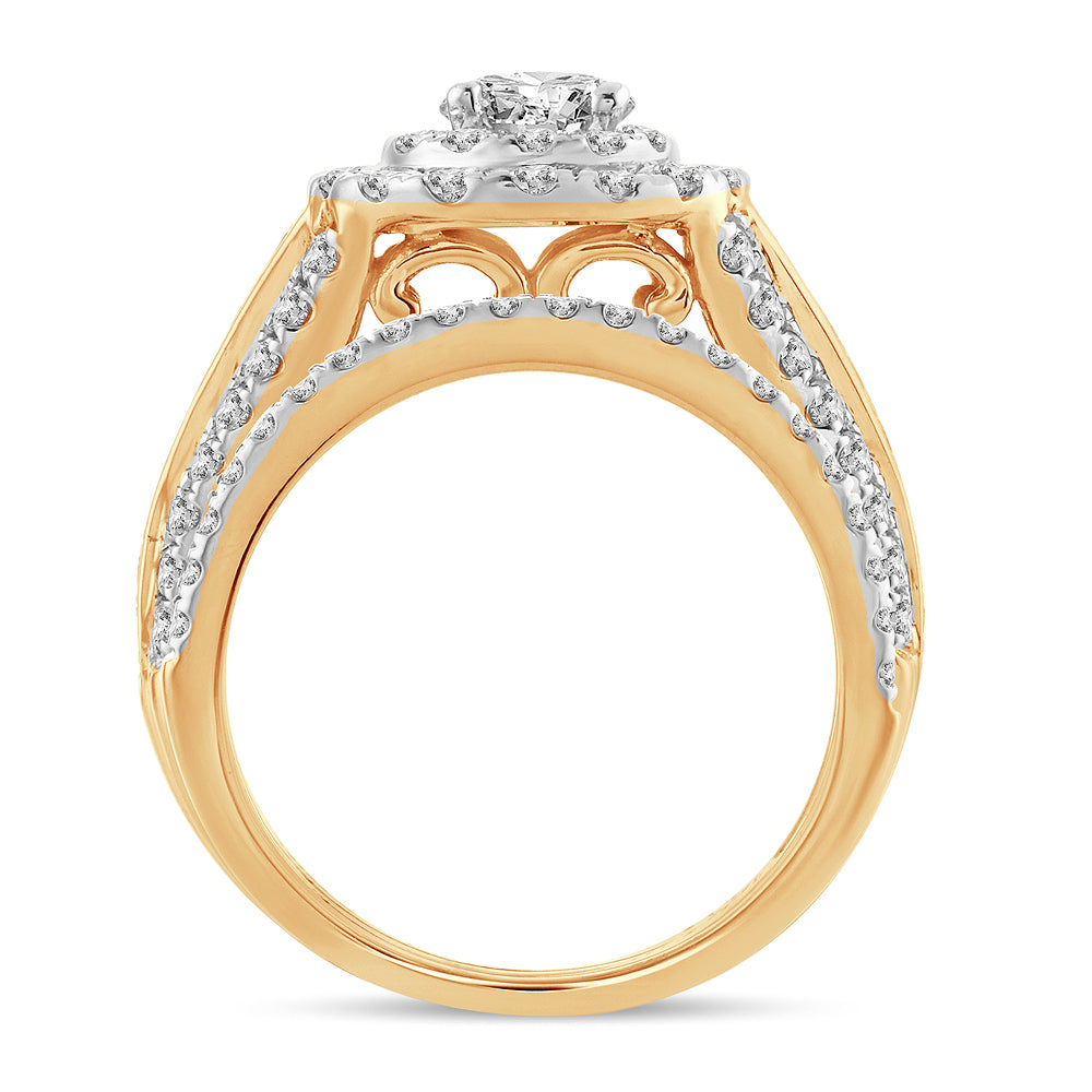 14k Yellow Gold 2CT Lab Diamond Bridal Ring Sparkle