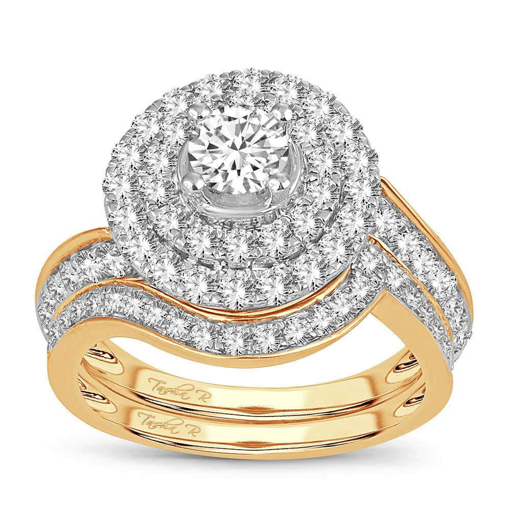 14k Yellow Gold 2CT Lab Diamond Bridal Engagement Ring