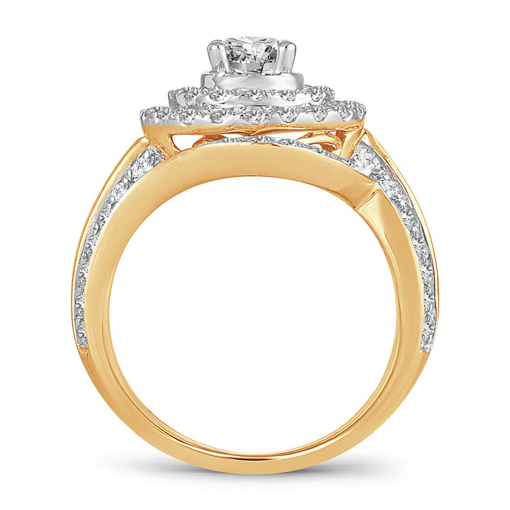 14k Yellow Gold 2CT Lab Diamond Bridal Engagement Ring
