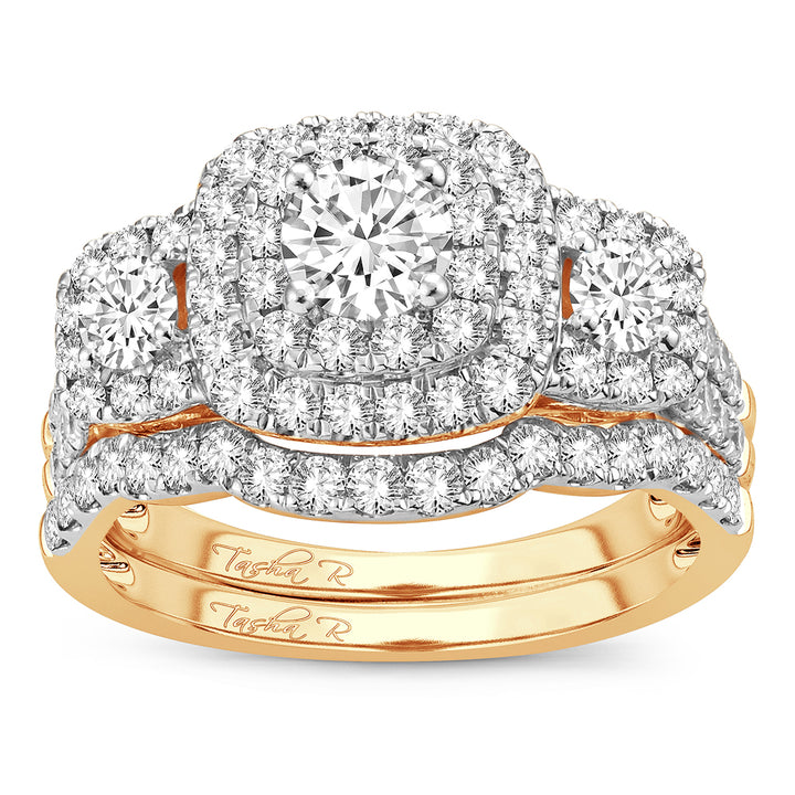 14k Yellow Gold 2CT Lab Diamond Bridal Ring Brilliance