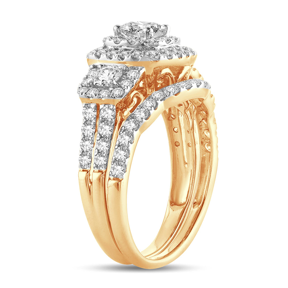 14k Yellow Gold 2CT Lab Diamond Bridal Ring Brilliance