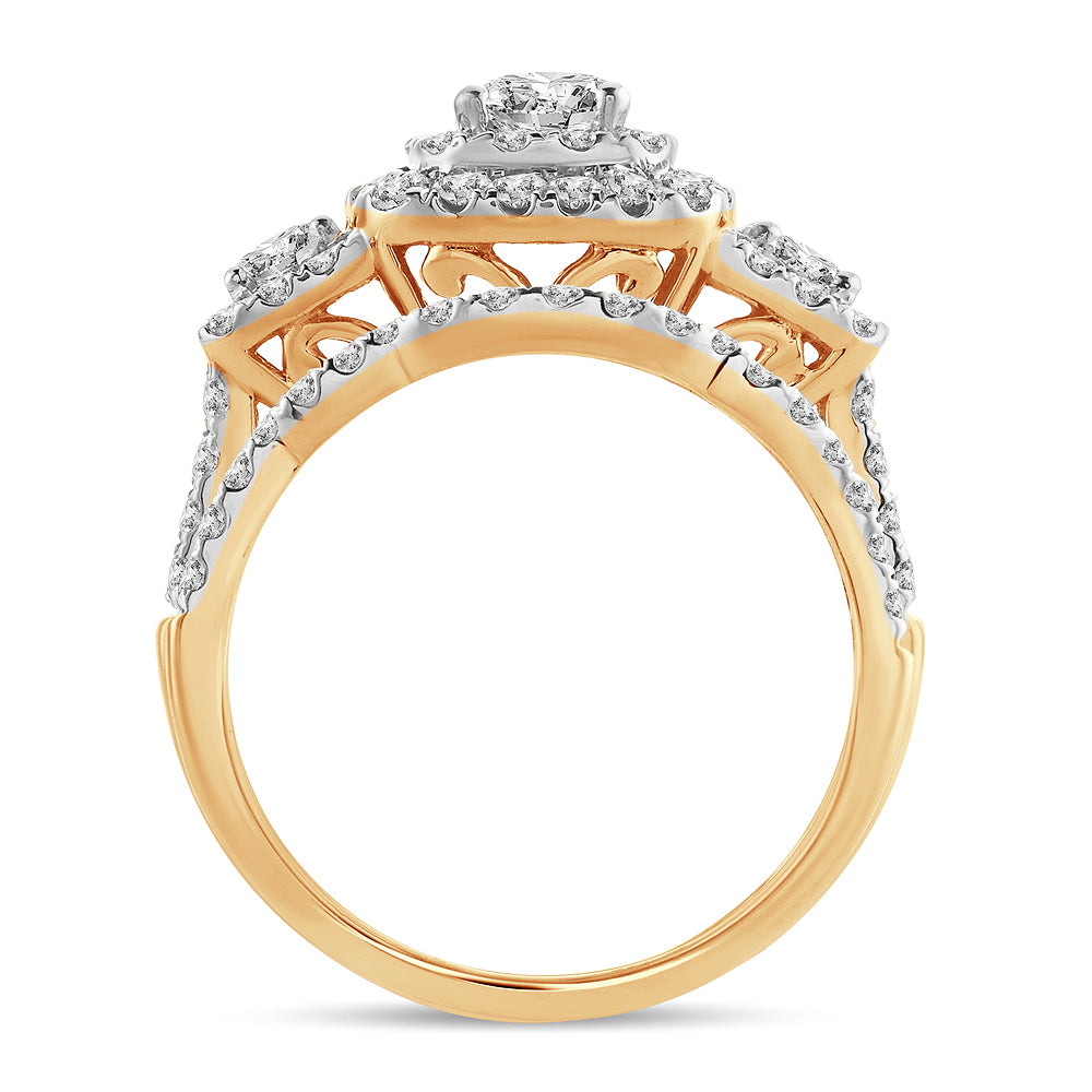 14k Yellow Gold 2CT Lab Diamond Bridal Ring Brilliance