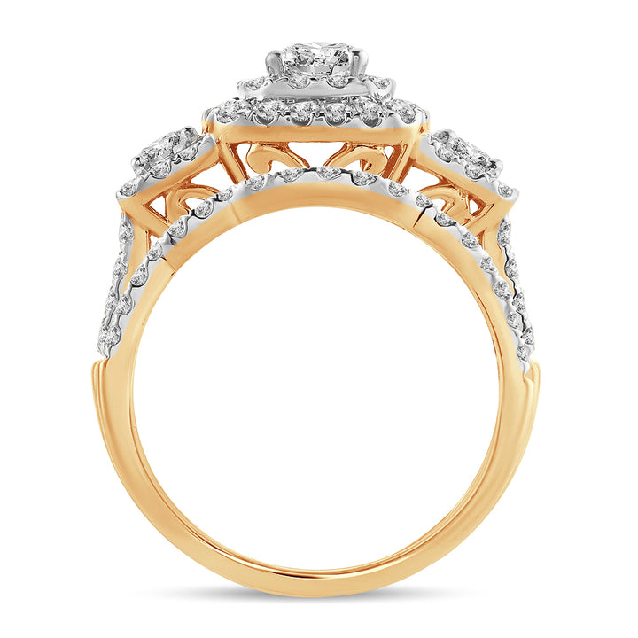 14k Yellow Gold 2CT Lab Diamond Bridal Ring Brilliance
