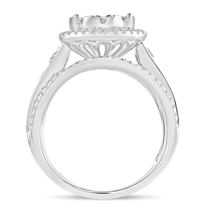 Chic 14k White Gold Lab Diamond Womens Statement Ring