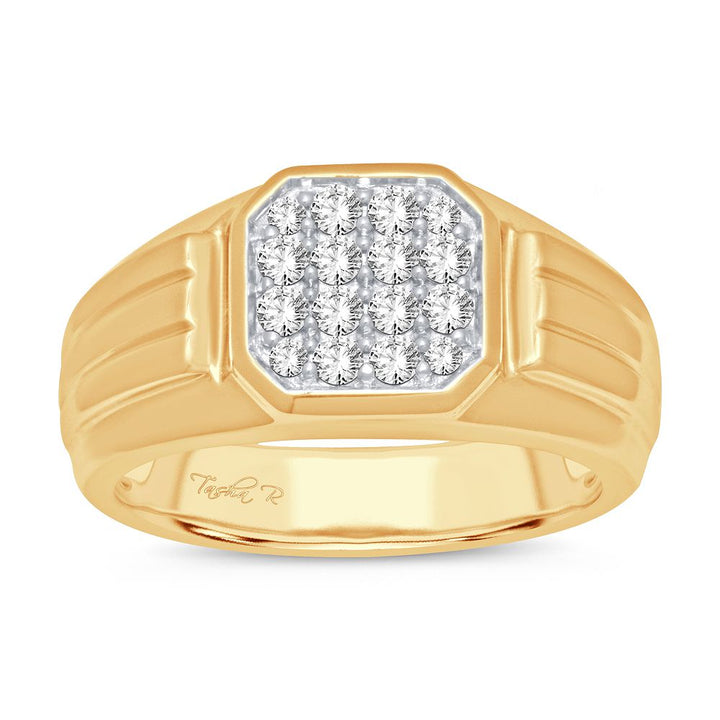 14K Yellow Gold Mens Lab Diamond Statement Ring