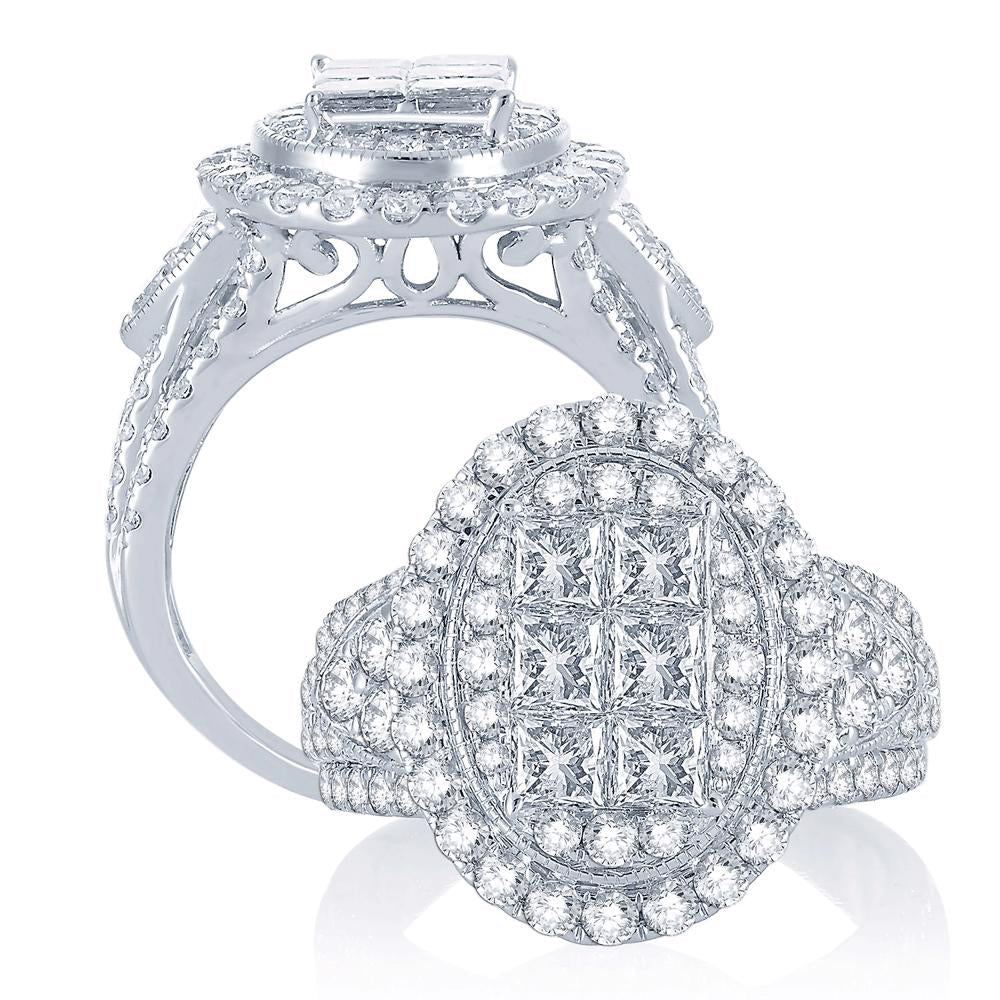 Brilliant 14k White Gold Lab Diamond Engagement Ring 3.01CT