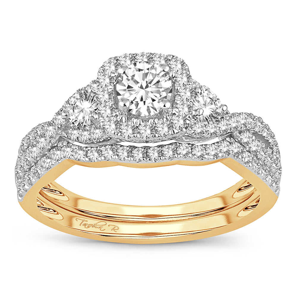 14K Yellow Gold 1CT Lab Diamond Bridal Ring Elegance