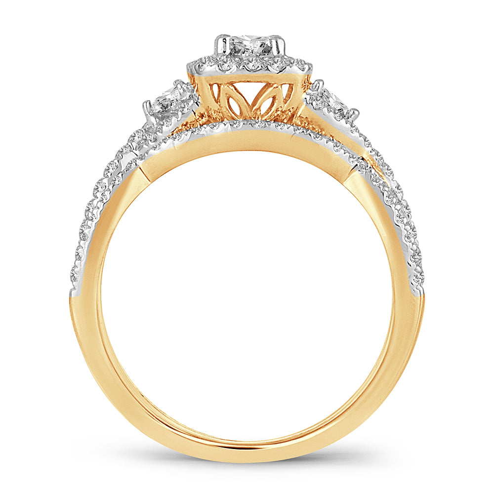 14K Yellow Gold 1CT Lab Diamond Bridal Ring Elegance
