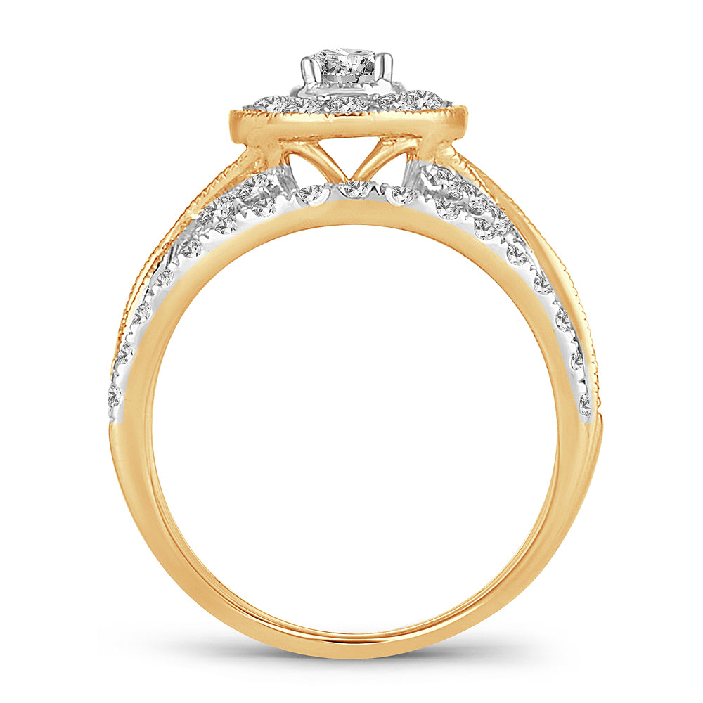 Brilliant 14K Yellow Gold Lab Diamond Bridal Ring 1CT