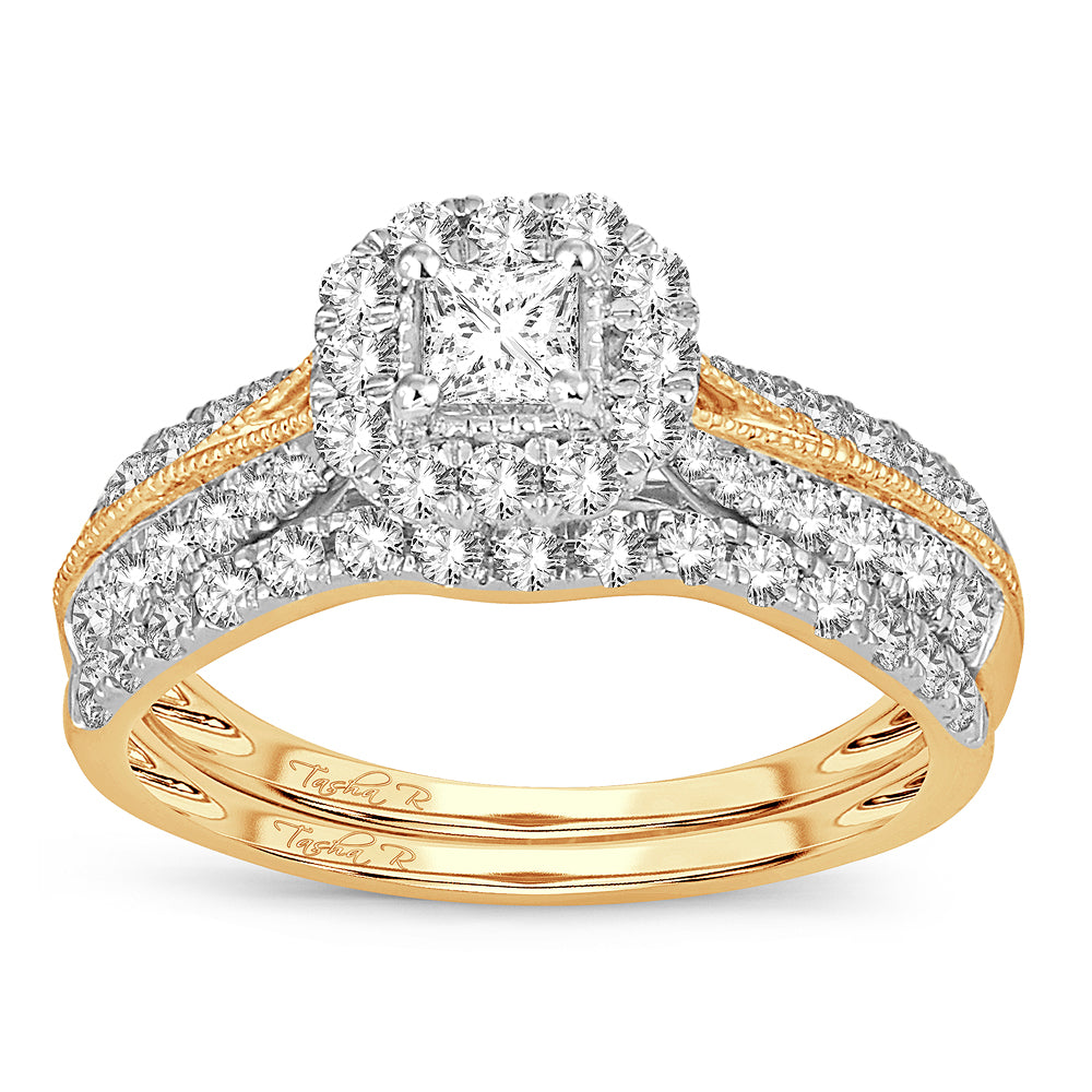 14K Yellow Gold 1CT Lab Diamond Bridal Ring for Her
