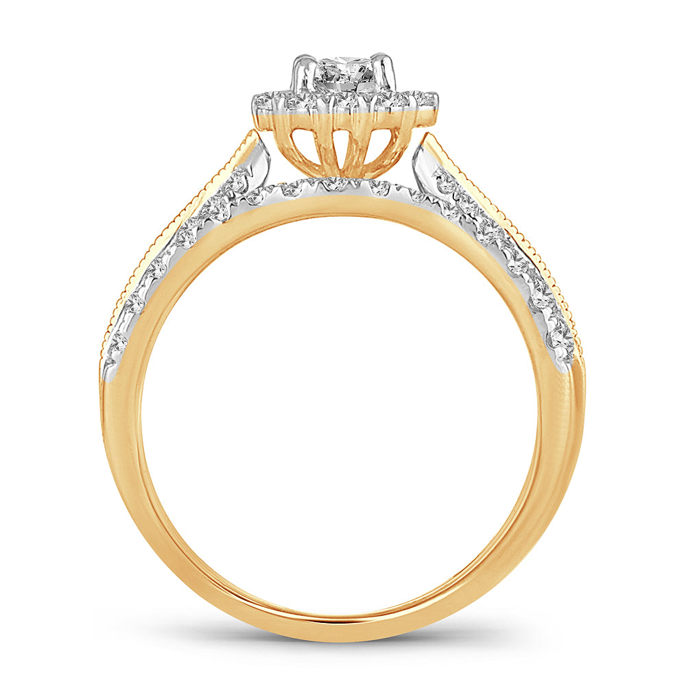 14K Yellow Gold 1CT Lab Diamond Bridal Ring for Her
