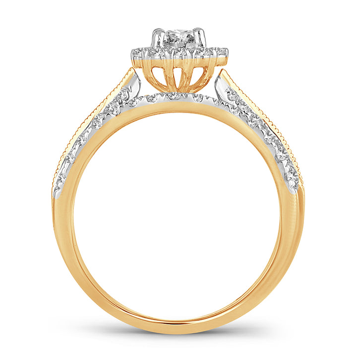 14K Yellow Gold 1CT Lab Diamond Bridal Ring for Her