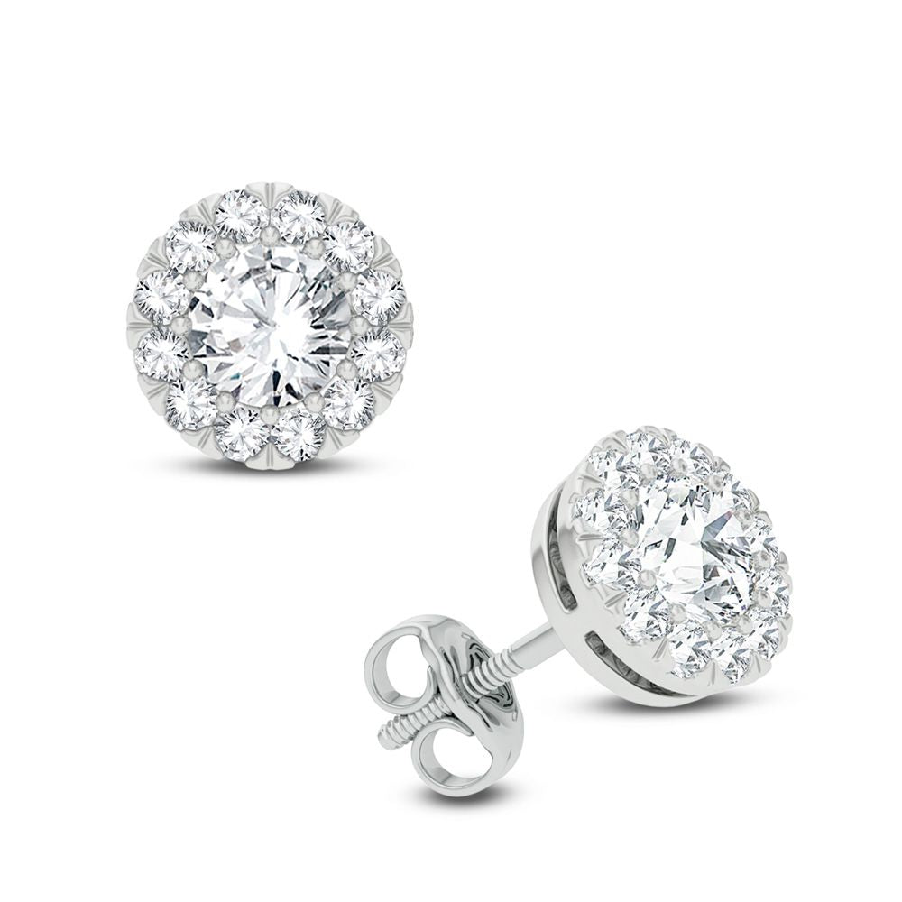 Brilliant Lab Diamond Earrings in 14k White Gold