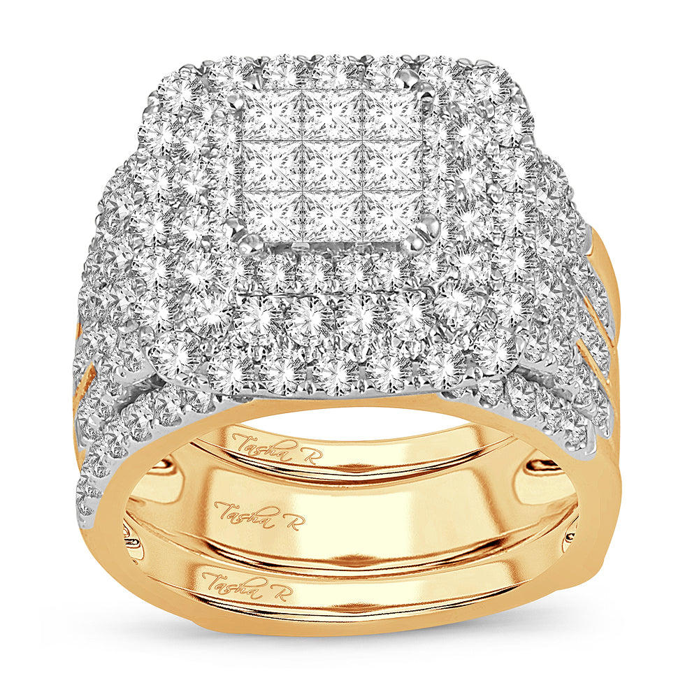 14K Yellow Gold 3CT Lab Diamond Bridal Ring Brilliance