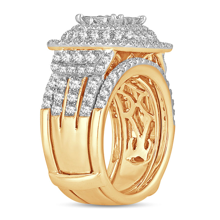 14K Yellow Gold 3CT Lab Diamond Bridal Ring Brilliance