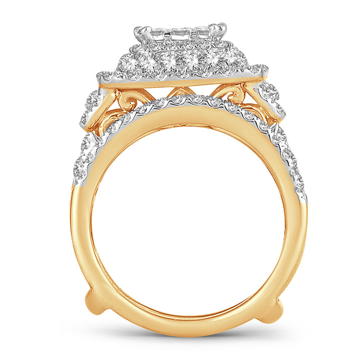 14K Yellow Gold 3CT Lab Diamond Bridal Ring Brilliance