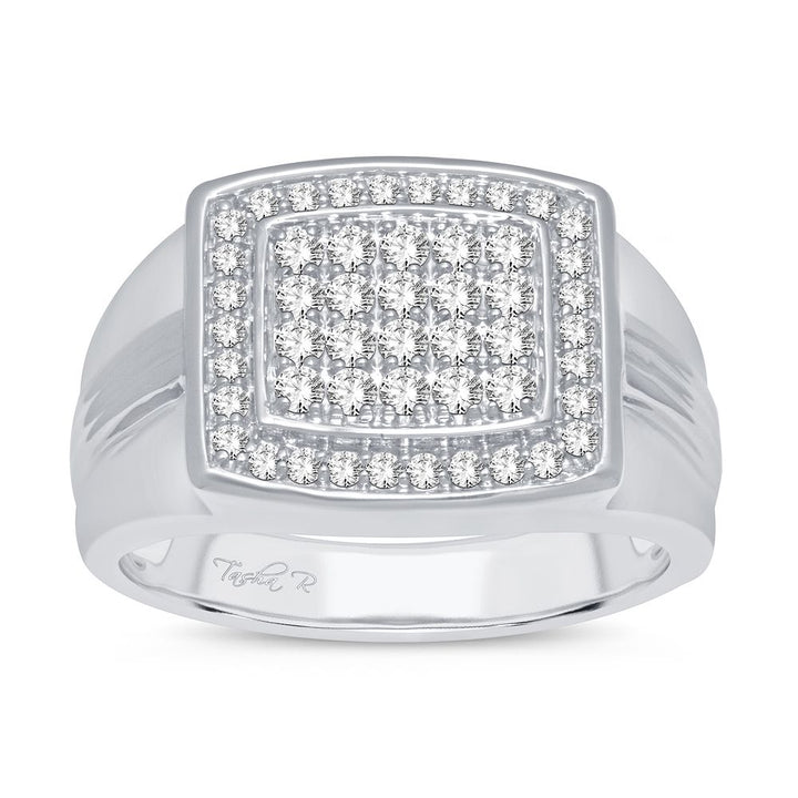 Refined 14K White Gold Lab Diamond Mens Signature Ring