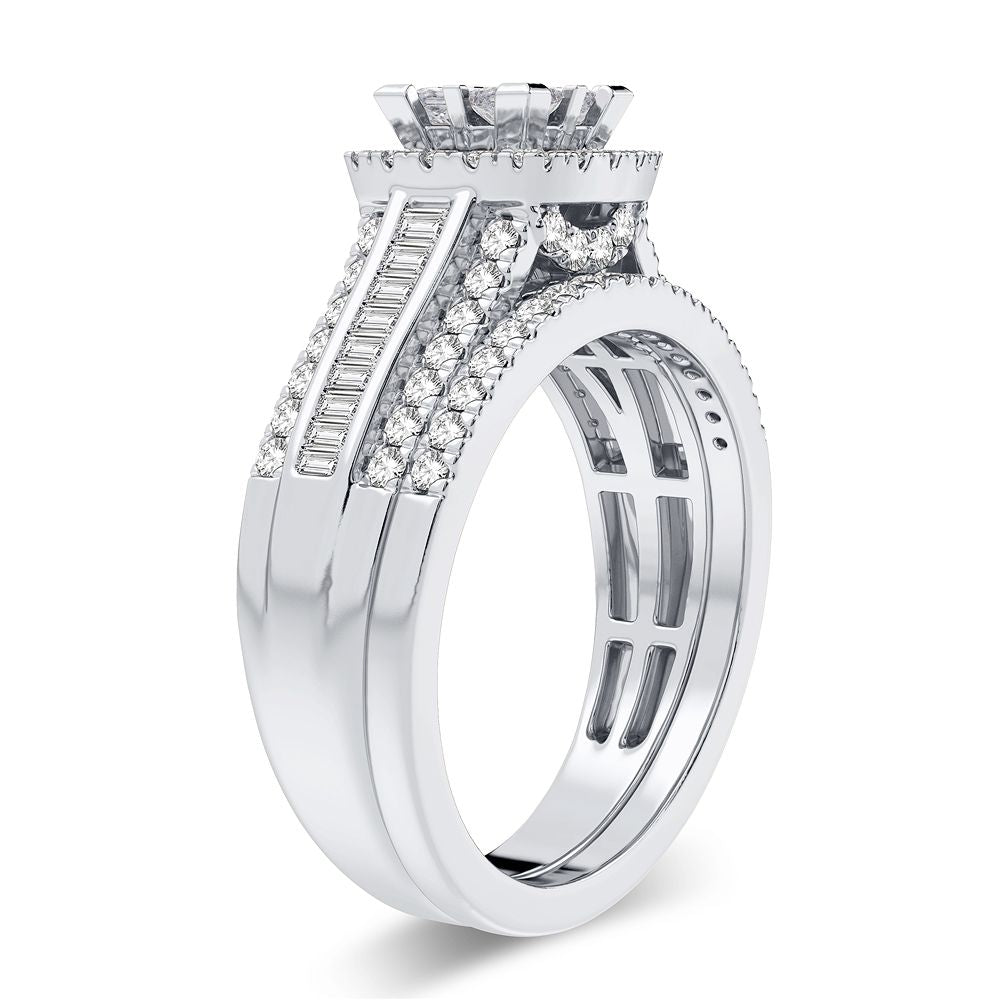 Luminous 14k White Gold 1CT Lab Diamond Bridal Ring